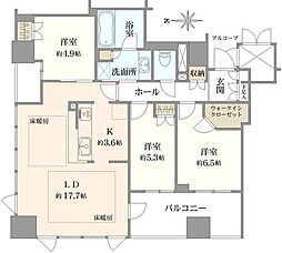 ジオタワー天六 3LDKの間取図画像