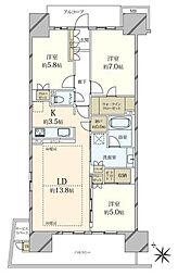 プラウドシティ大津京B棟 3LDKの間取図画像