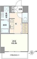 クレビオス難波EAST 1Kの間取図画像
