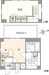 ネオアージュ玉造 1DKの間取図画像