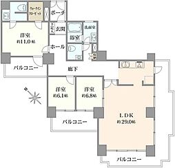 ロイヤルフェルティ豊中緑丘 3LDKの間取図画像