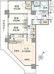 ローレルスクエア大阪ベイタワー 3LDKの間取図画像