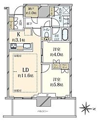 プラウドタワー神戸垂水 2LDKの間取図画像