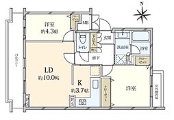 豊中上野西パークハウス 2LDKの間取図画像