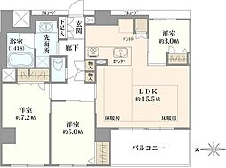 プレサンスロジェ夙川 3LDKの間取図画像