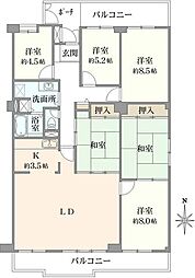 苦楽園ヒルズ2号棟 6LDKの間取図画像
