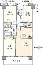 東急ドエルアルス西宮ガーデンコート 3LDKの間取図画像