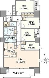 プラウド植田 3LDKの間取図画像