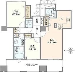 ライオンズタワー葵 2LDKの間取図画像