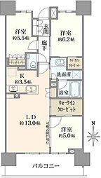 プラウド昭和桜山 3LDKの間取図画像
