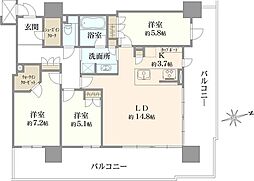 ザ・ファインタワー名古屋今池 3LDKの間取図画像