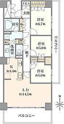 ライオンズクオーレ所沢元町 3LDKの間取図画像