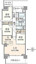 プラウド駒場 3SLDKの間取図画像