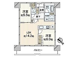 ザ・パークハウス中之島タワー 2LDKの間取図画像