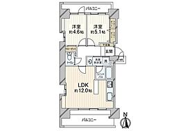 ソナーレ新神戸 2LDKの間取図画像