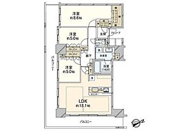 神戸ハーバータワー 3LDKの間取図画像