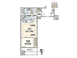 クレヴィアタワー御堂筋本町 1LDKの間取図画像