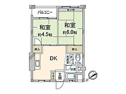 南千里第2コーポラスB棟 2DKの間取図画像