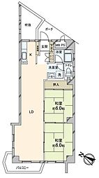 青木町ハイツ2号棟 2LDKの間取図画像
