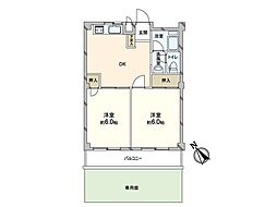 つくし第三マンション 2DKの間取図画像