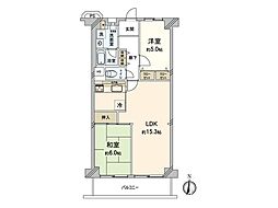 ローズタウン草加B 2LDKの間取図画像