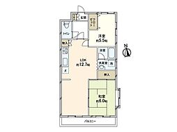 観音山ハイツ 2LDKの間取図画像