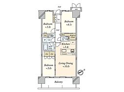 レジデントプレイス西葛西 3LDKの間取図画像