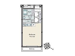 バルミー赤坂 ワンルームの間取図画像
