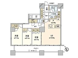 ザ・パークハウス西新宿タワー60 3LDKの間取図画像