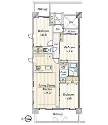 高井戸パークハウスN棟 3LDKの間取図画像