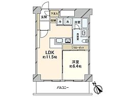 塔の山ハイツ 1LDKの間取図画像