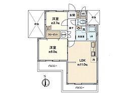 マイキャッスル梶ヶ谷 2LDKの間取図画像
