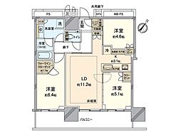 ザ・パークハウス武蔵小杉タワーズ サウス 3LDKの間取図画像