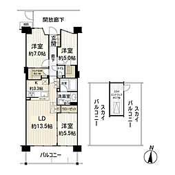 オーシャンステイツ湘南平塚オリビアシティ 3LDKの間取図画像