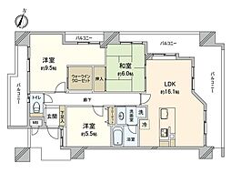 エイルヴィラミレニアムタワー前原15 3LDKの間取図画像