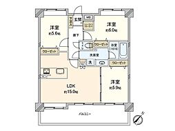 エイルヴィラグランシス吉塚 3LDKの間取図画像