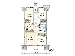 パークシティ柏の葉キャンパスサウスマークタワー 3LDKの間取図画像