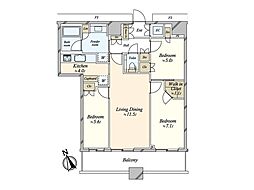 勝どきザ・タワー 3LDKの間取図画像