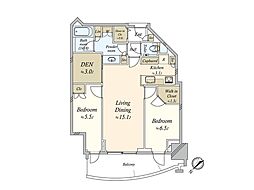 中央区豊海町マンション 2SLDKの間取図画像