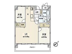 大州パークマンション 2LDKの間取図画像