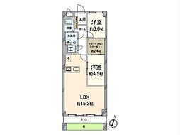 ハイライフ大濠 2LDKの間取図画像