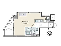 フリーディオ四谷三丁目 ワンルームの間取図画像