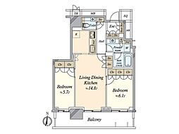 ザ・パークハウス晴海タワーズティアロレジデンス 2LDKの間取図画像