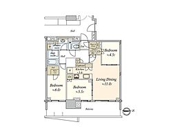 HARUMIFLAGPARKVILLAGET棟 3LDKの間取図画像
