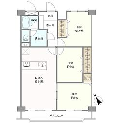 東武みずほ台東口サンライトマンション 3LDKの間取図画像