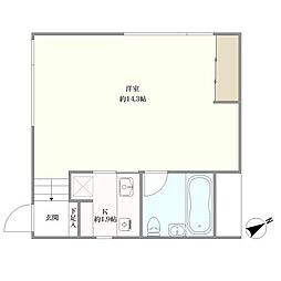 イソラ中目黒 1Kの間取図画像