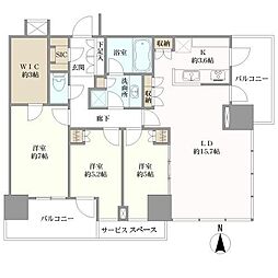 浅草タワー 3LDKの間取図画像