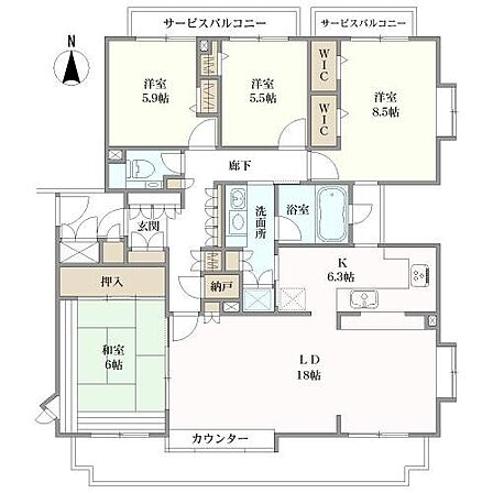 4LDK 間取り