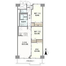 照ケ丘矢田グランドハイツ 1LDKの間取図画像