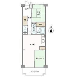 ローレルハイツ八尾 1LDKの間取図画像